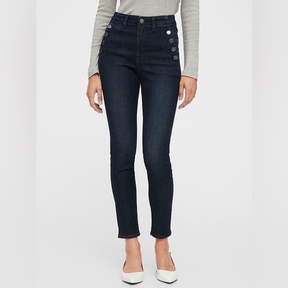 GAP High Rise True Skinny Sailor Ankle Jeans Secret Smoothing Pockets Blue 0/25 - Picture 1 of 16
